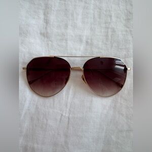 DIFF Dash Aviator Sunglasses - Brushed gold coffee gradient